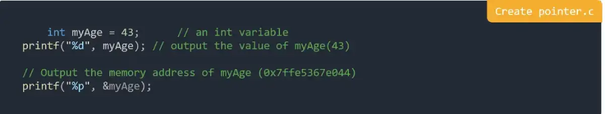 Create pointer in C Programming