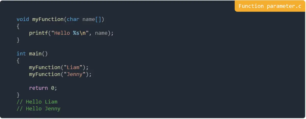 Function parameter in C Programming