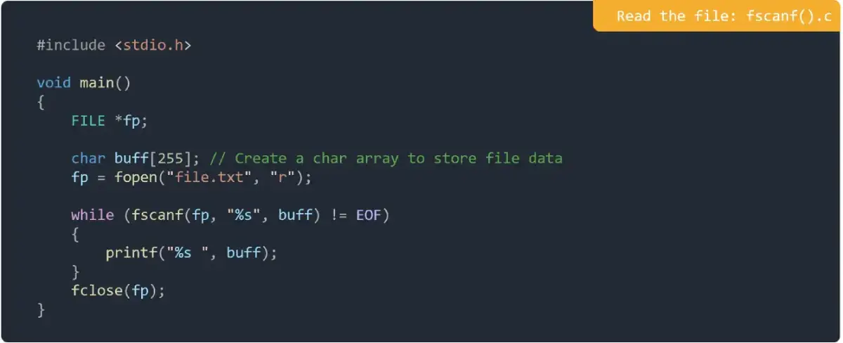 Read the file-fscanf ( ) in C Programming