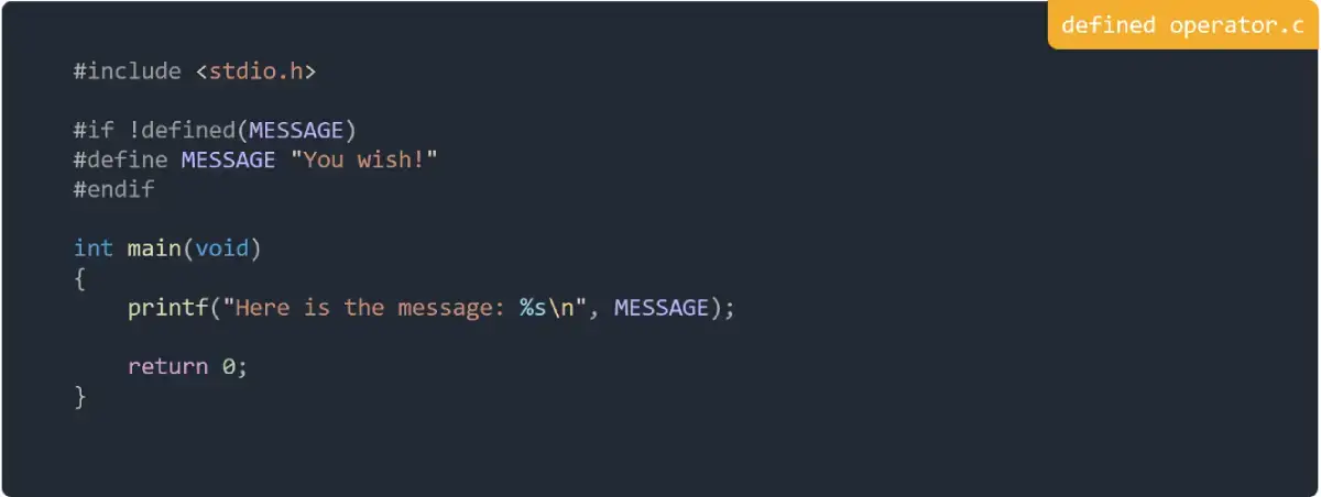 defined operator in C Programming