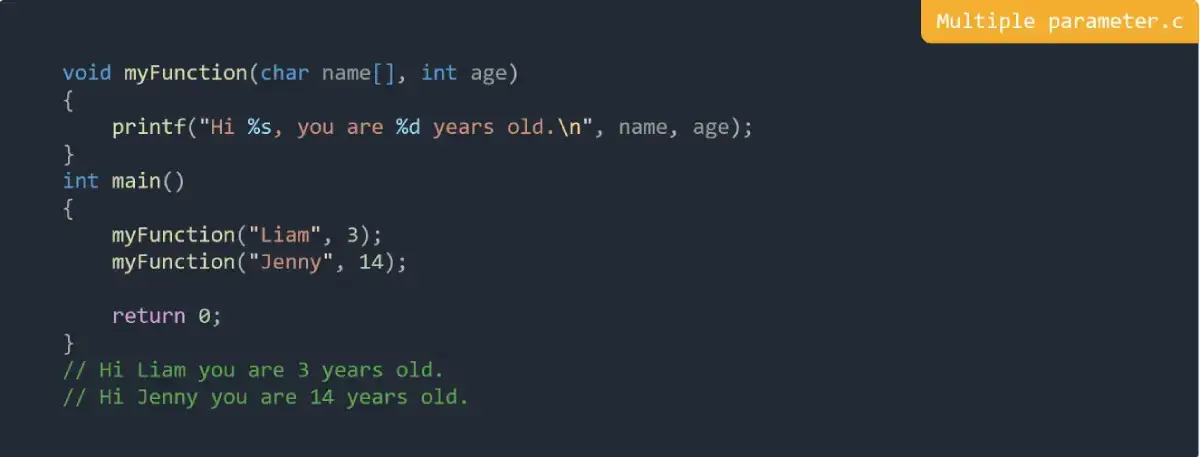 multiple parameter in C Programming