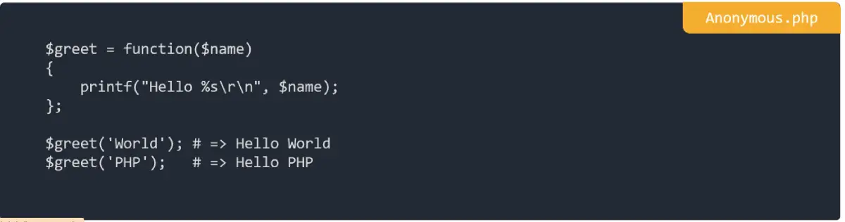 Anonymous in PHP