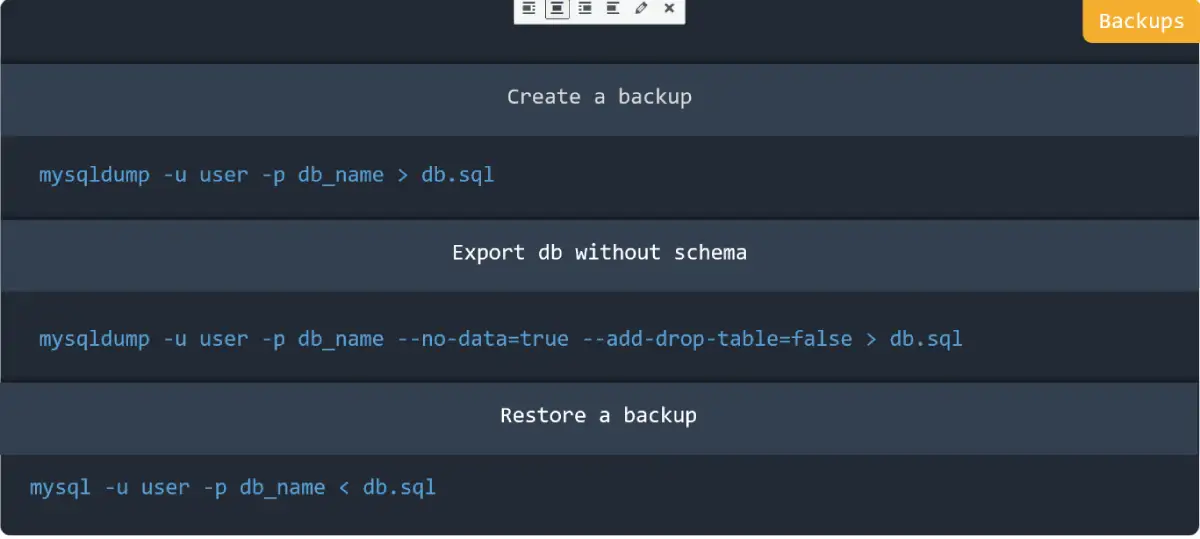 Backups in MySQL