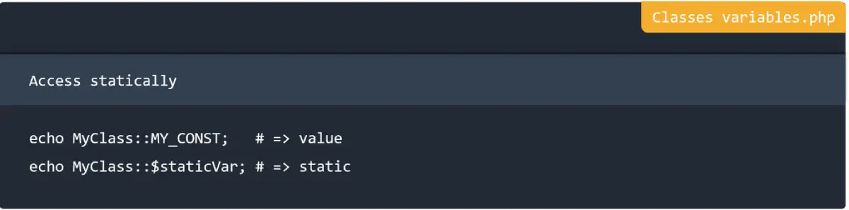 Classes variables in PHP