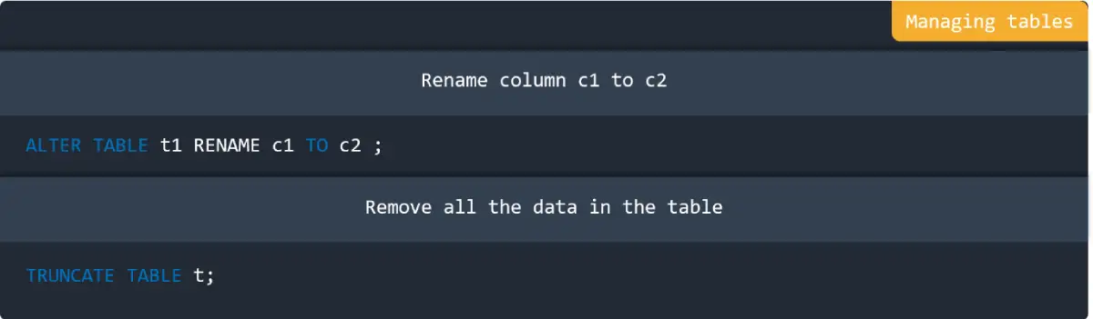 Managing tables in MySQL