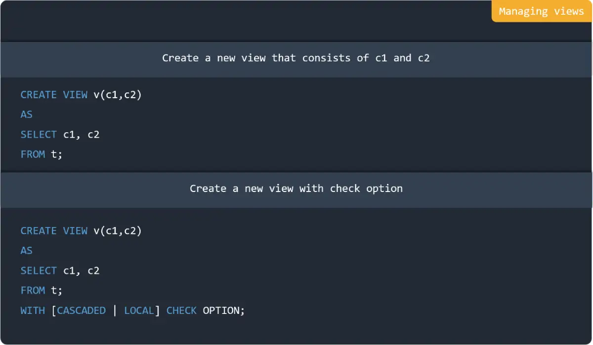 Managing views in MySQL