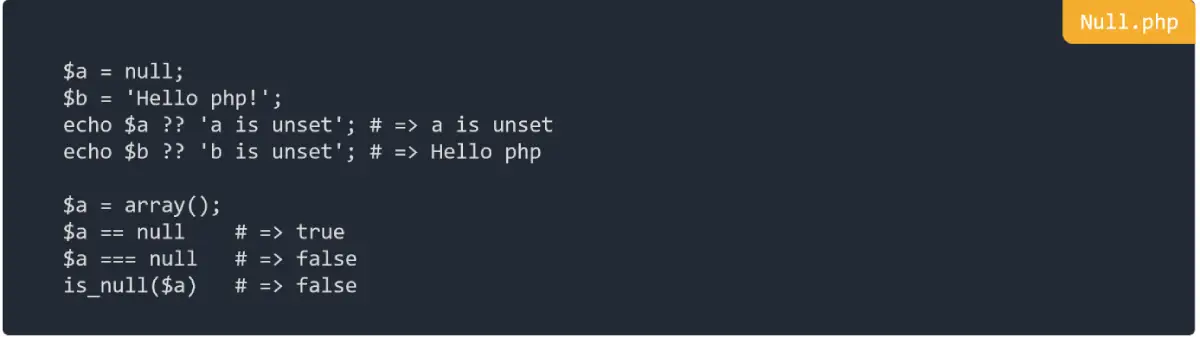 Null in PHP