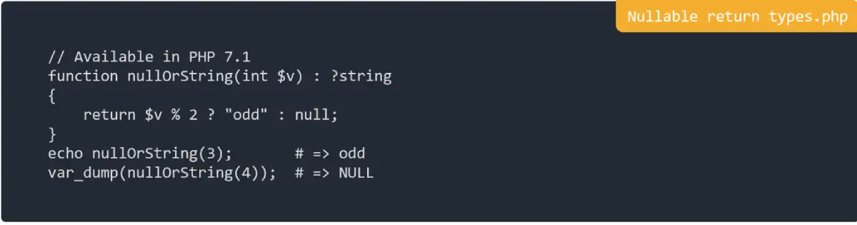 Nullable return types in PHP