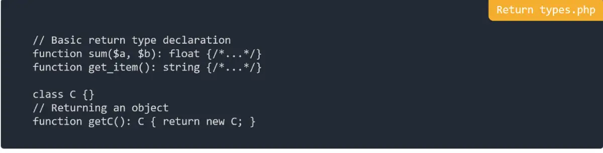 Return types in PHP
