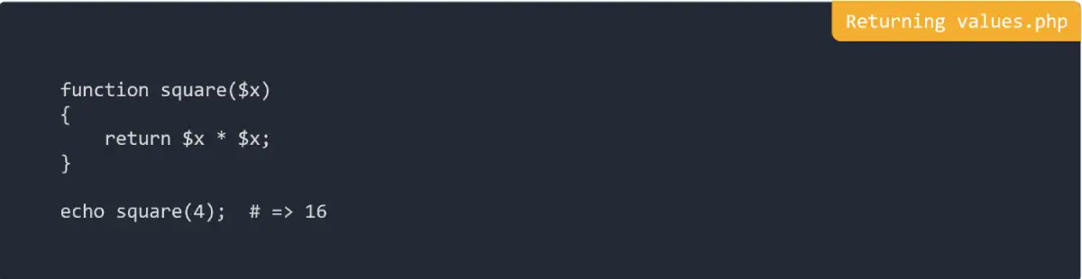 Returning values in PHP
