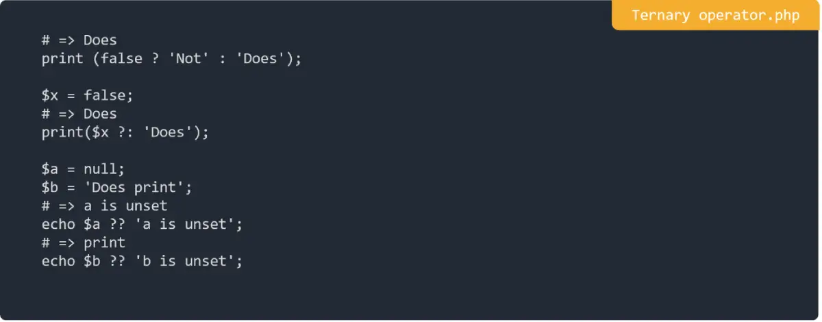 Ternary operator in PHP