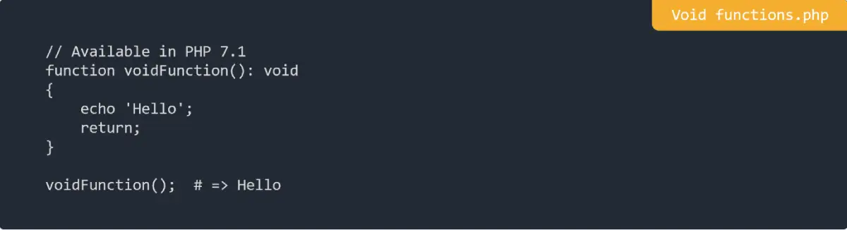 Void functions in PHP