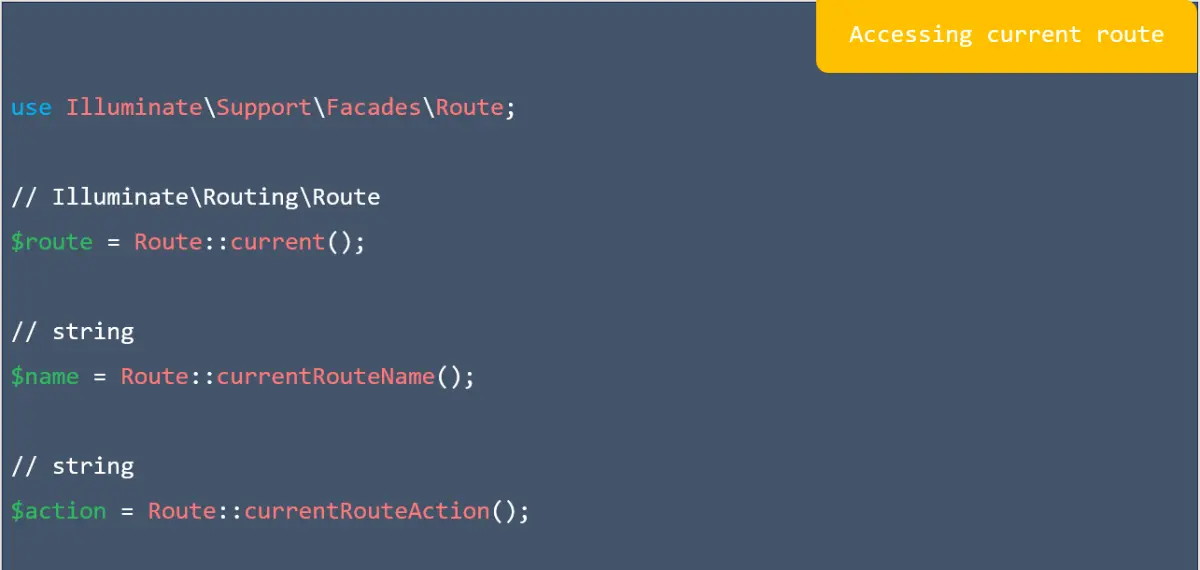 Accessing current route in laravel