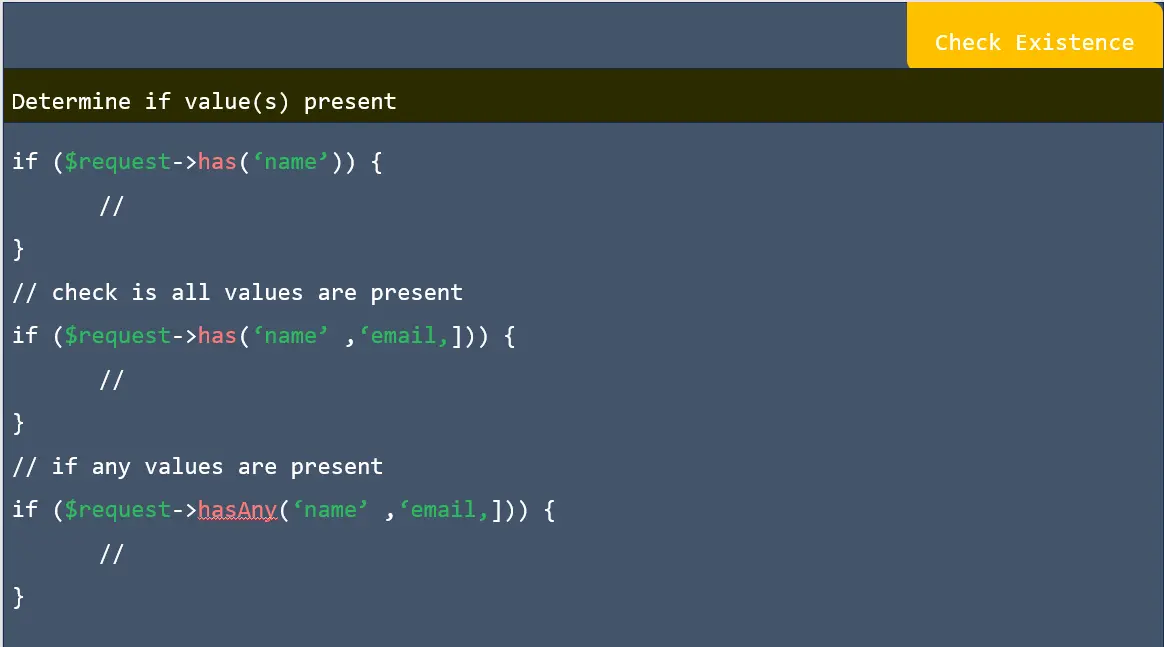 Check existence in laravel