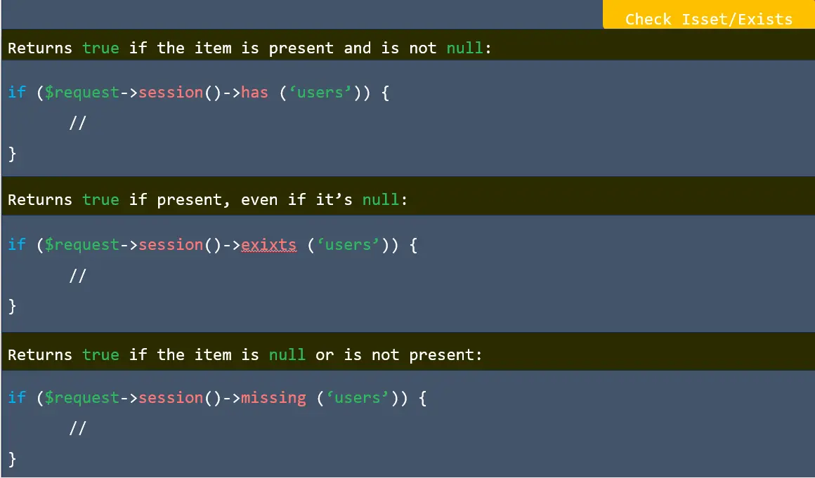 Check isset-exists in laravel