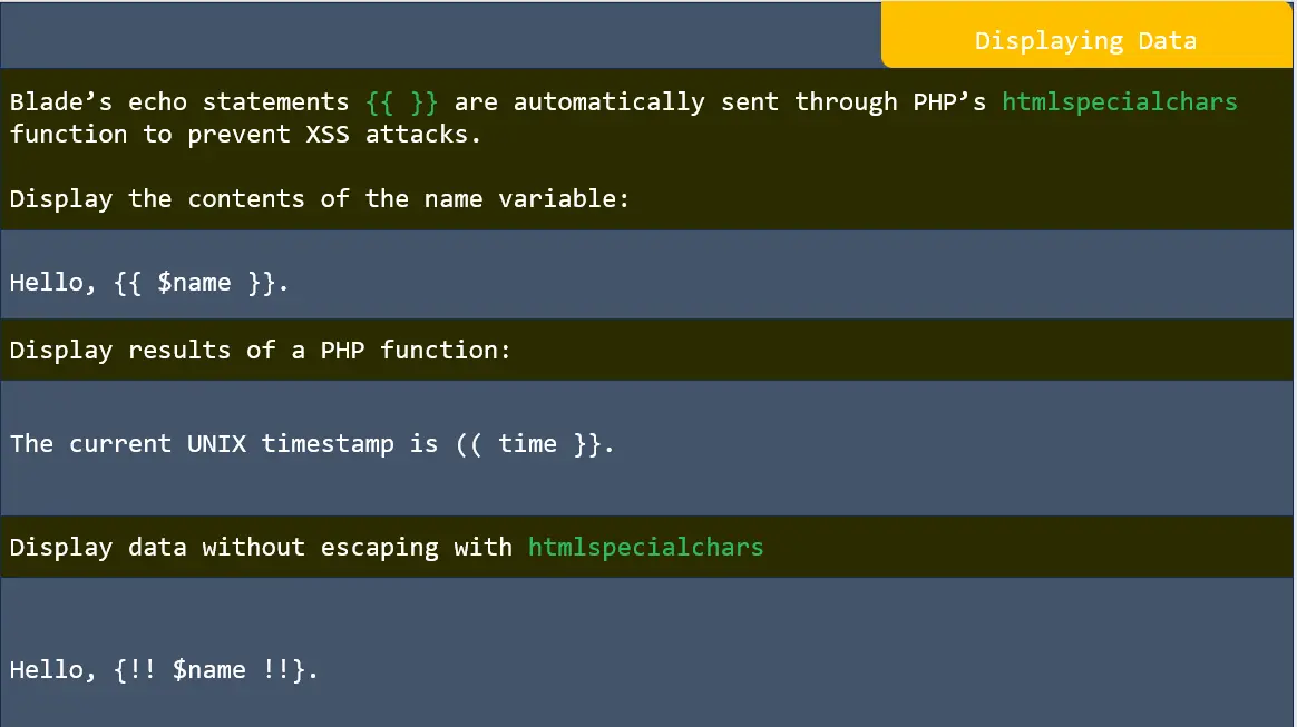 Displaying data in laravel