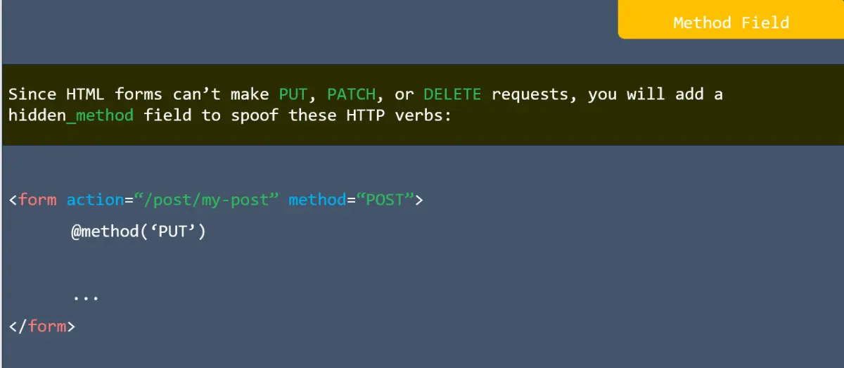 Method field in laravel