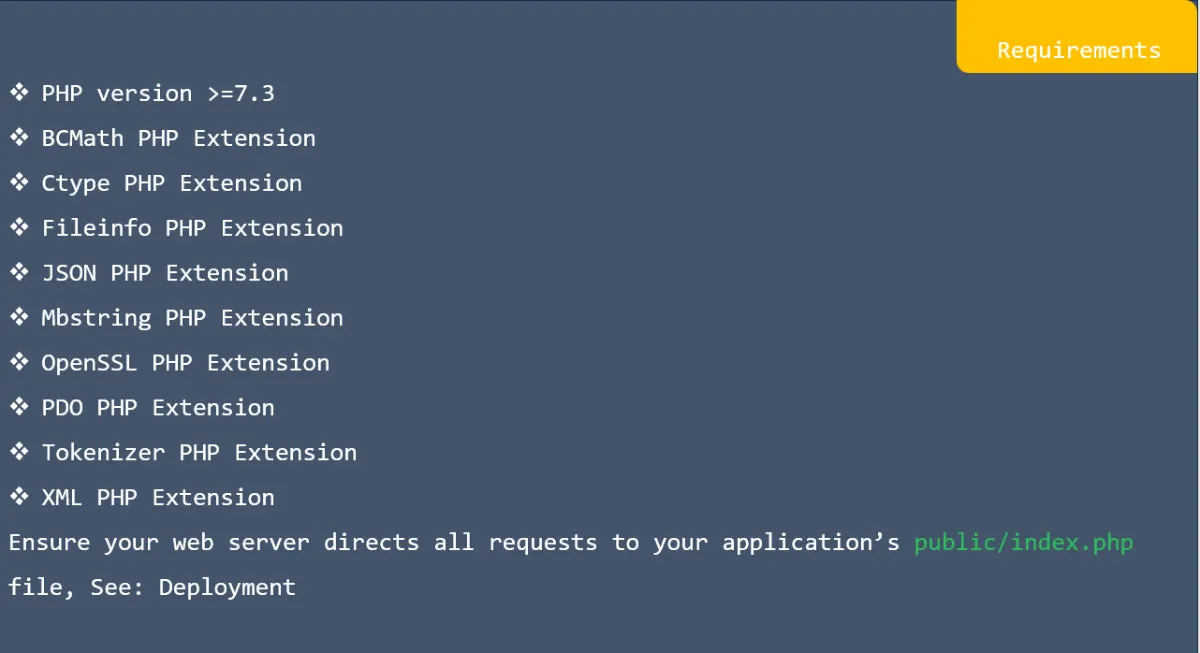 Requirements in laravel