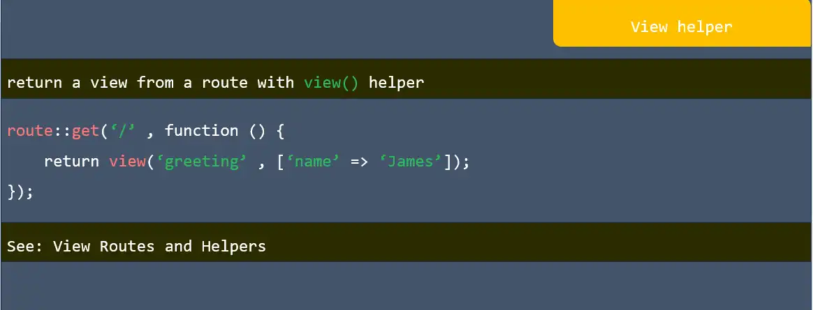 View helper in laravel