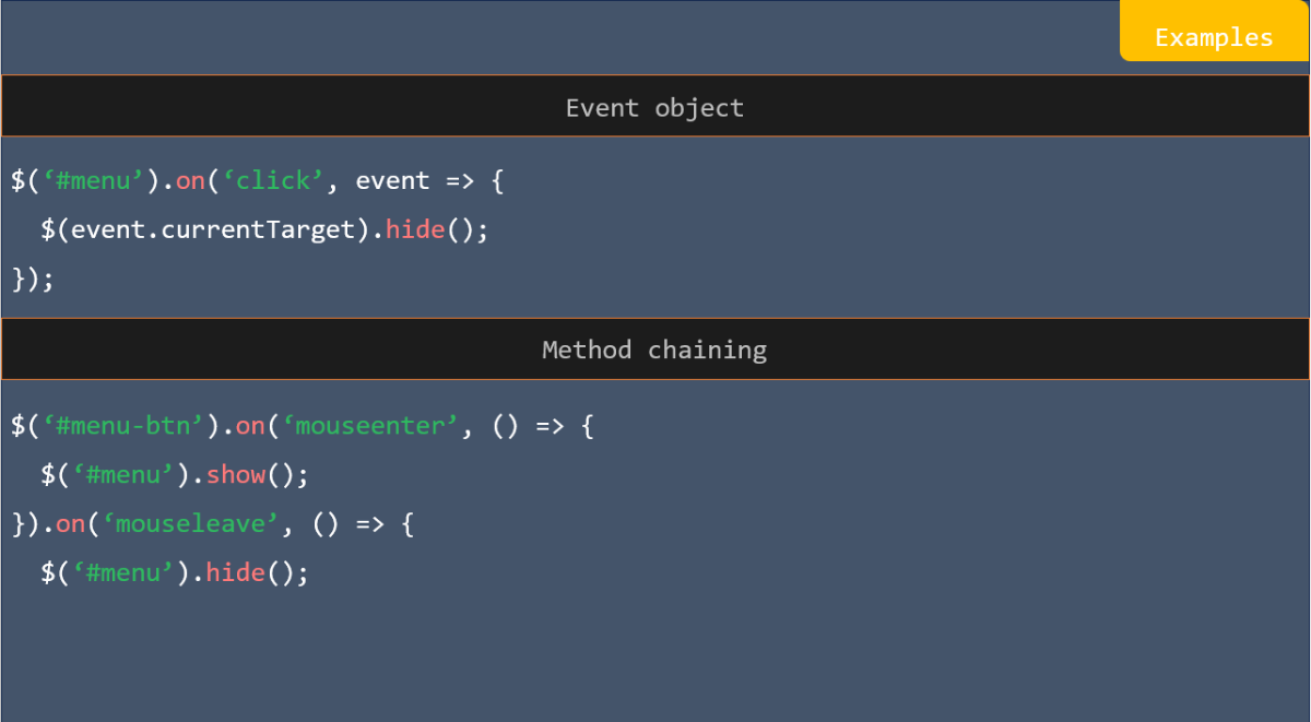 Examples event object in jQuery