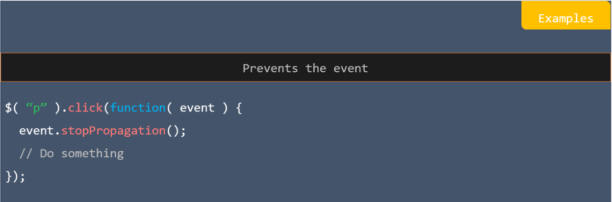 Examples prevent the event in jQuery