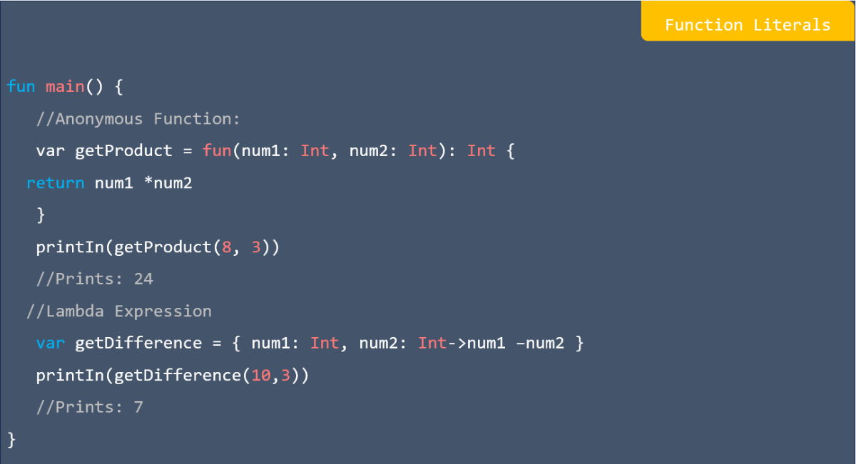 Function literals in kotlin